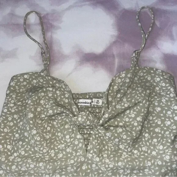 Abercrombie & Finch Floral Crop Tank Top Knot Detailing - Picture 5 of 5